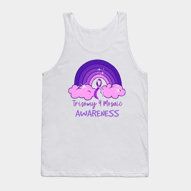 Best Trisomy 9 Awareness Day Purple Rainbow Mom Dad Parent Tank Top by artbyhintze